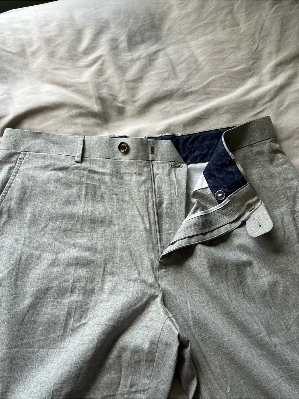 Tasso Elba Light Gray Flat-Front Dress Pants